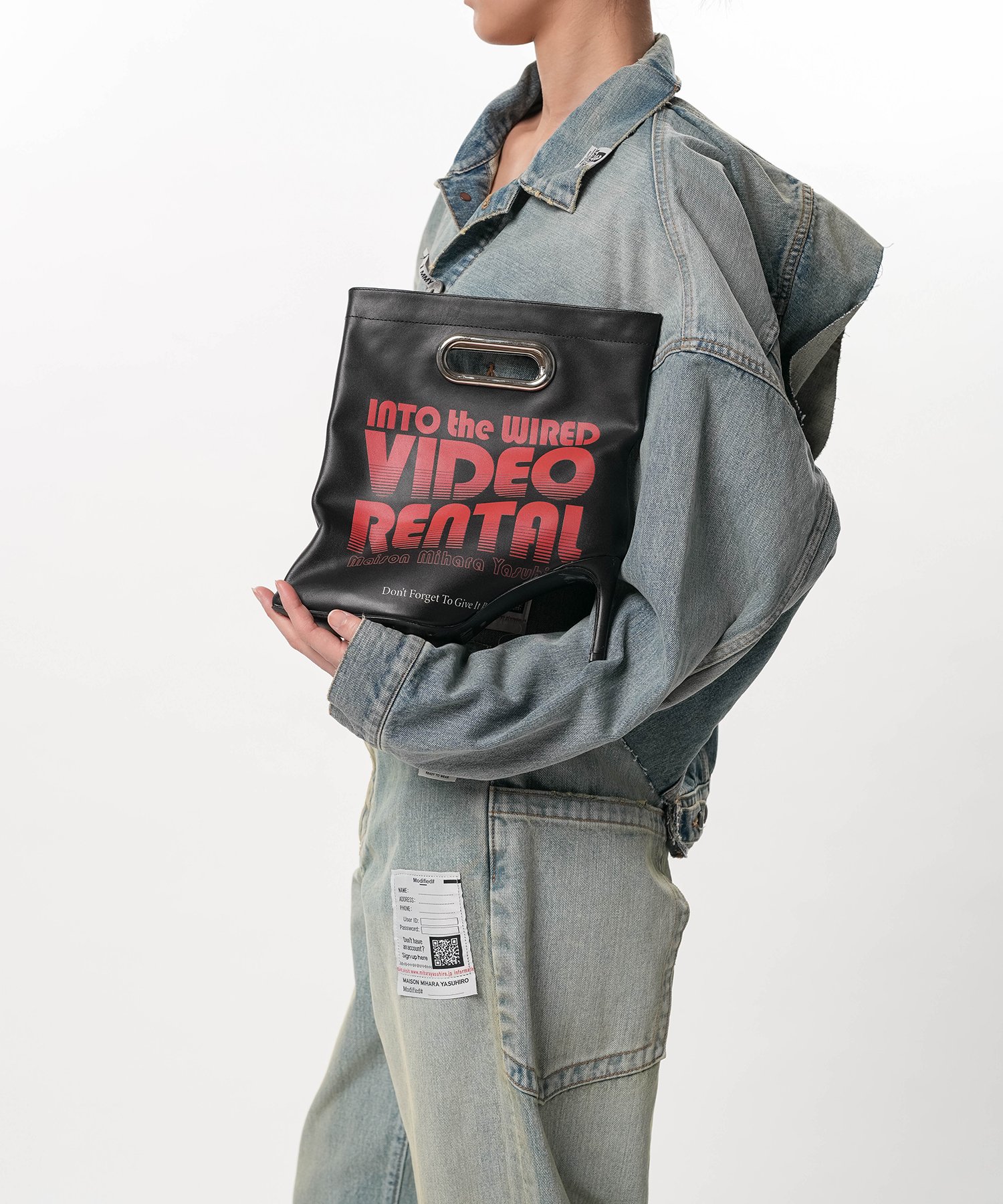 Shopping Bag Motif Pin Heel Boots