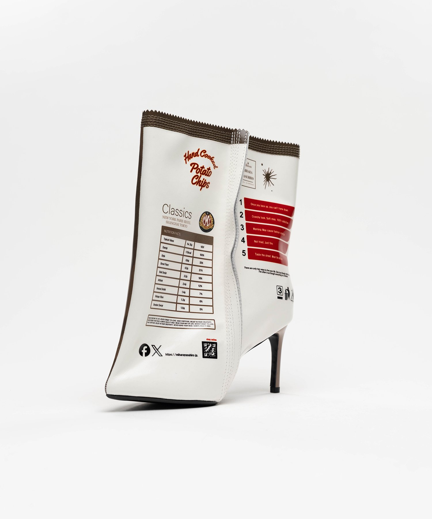 Potato Chips Package Detail Pin Heel Boots