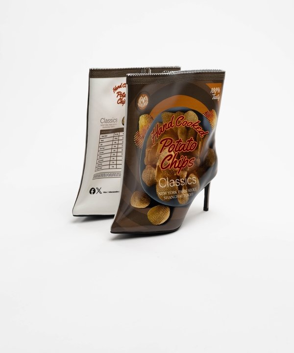 Potato Chips Package Detail Pin Heel Boots
