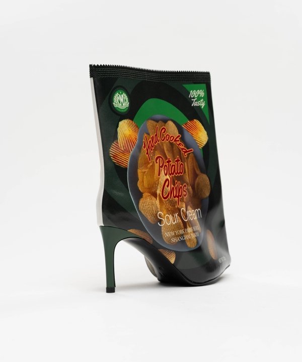Potato Chips Package Detail Pin Heel Boots