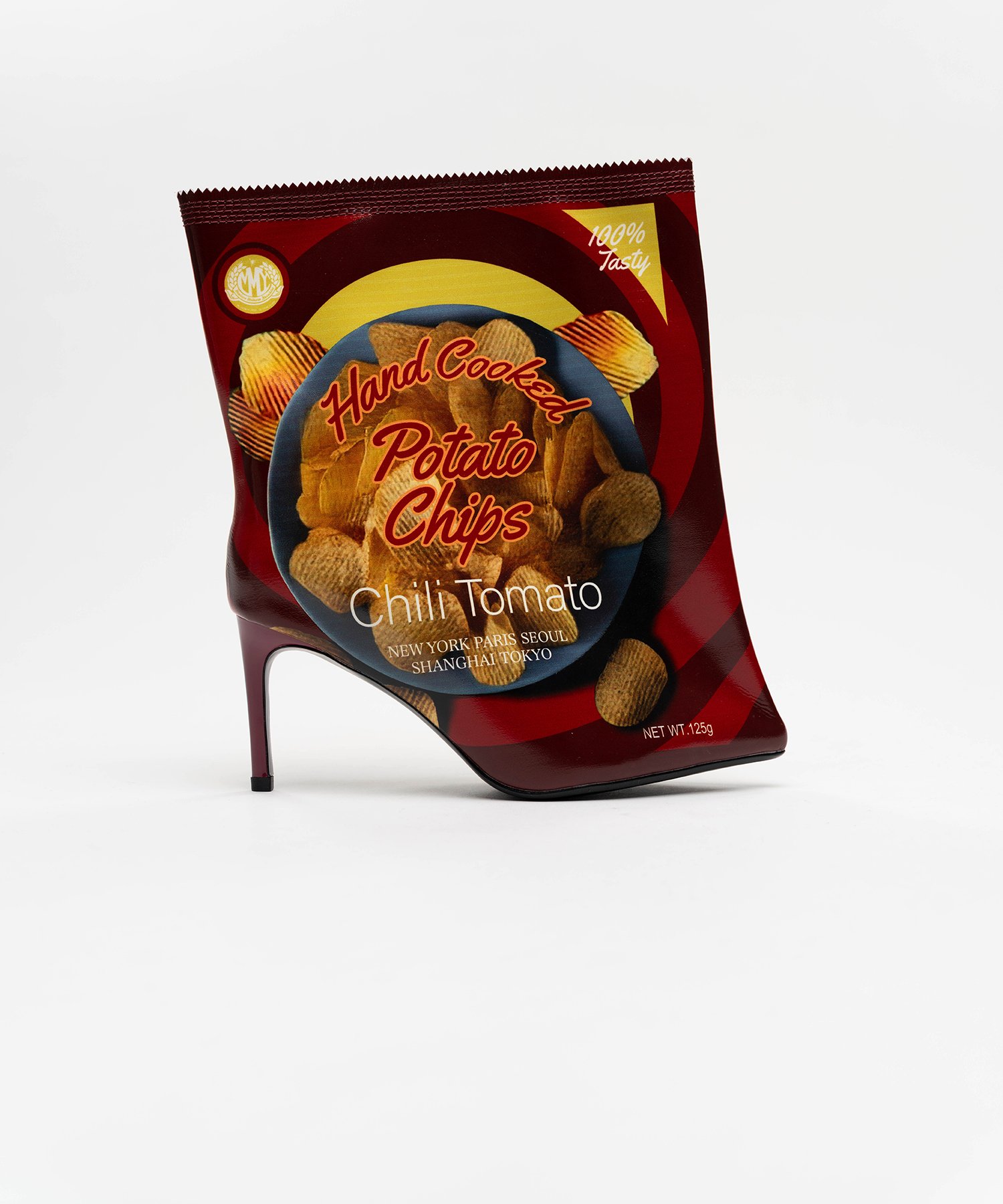 Potato Chips Package Detail Pin Heel Boots