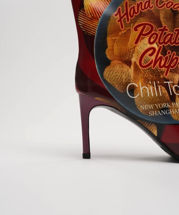 Potato Chips Package Detail Pin Heel Boots