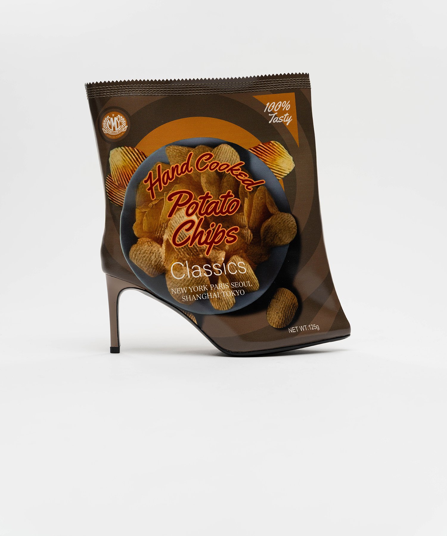 Potato Chips Package Detail Pin Heel Boots