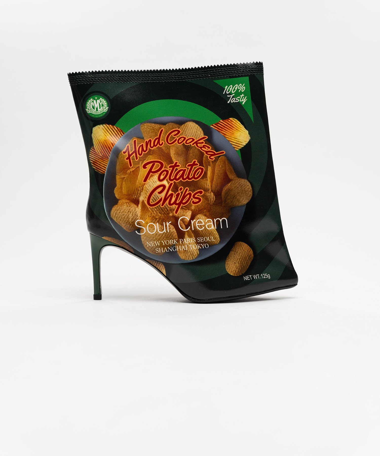 Potato Chips Package Detail Pin Heel Boots