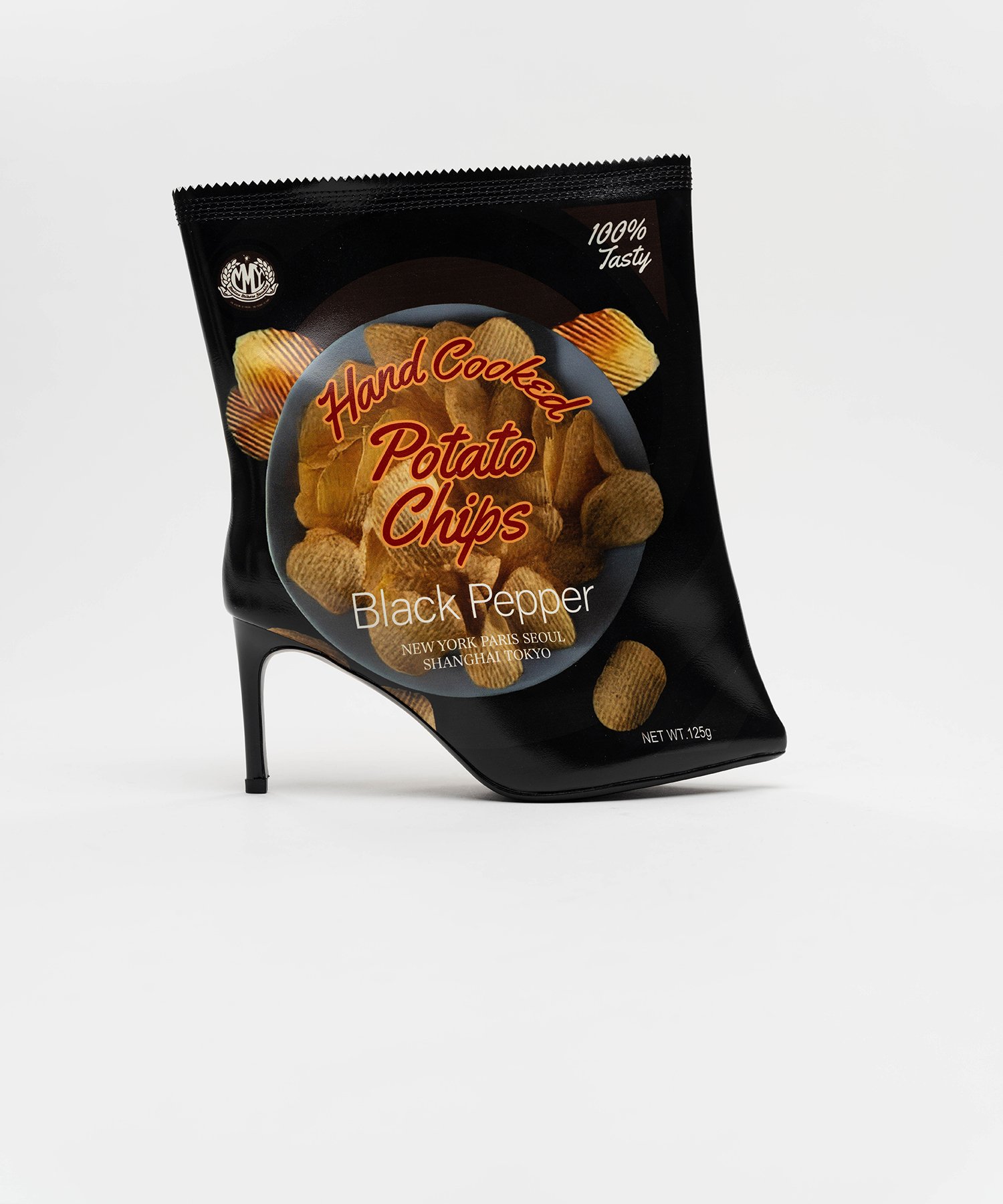 Potato Chips Package Detail Pin Heel Boots