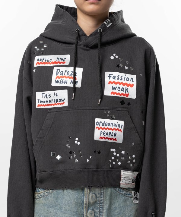 Embellished Sticker Hoodie