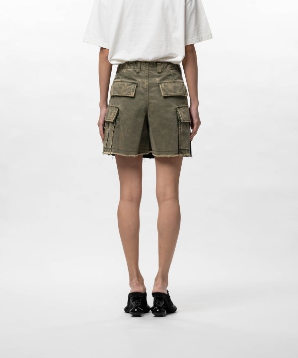 Front Back Combined Denim Shorts