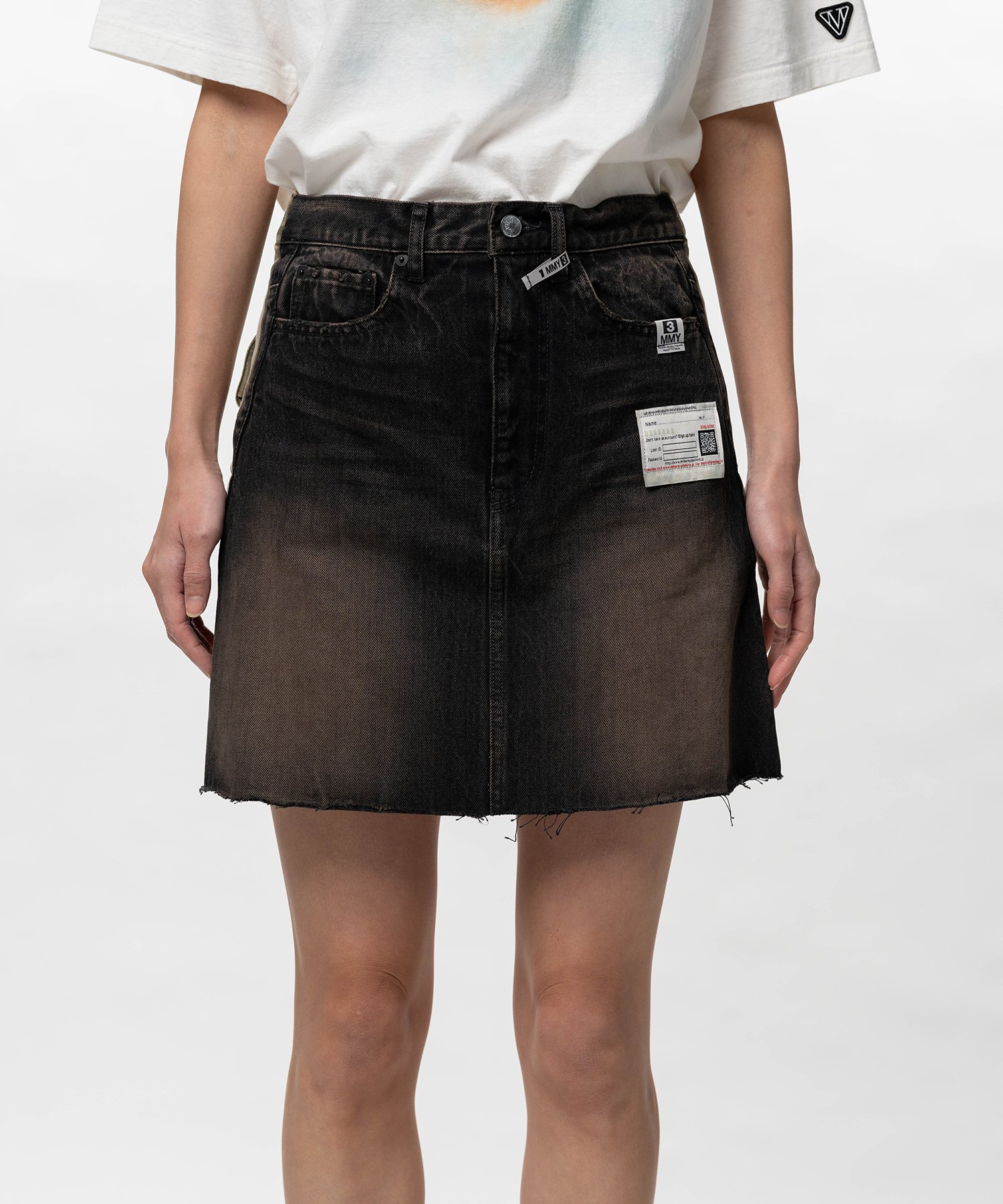 Front Back Combined Denim Shorts