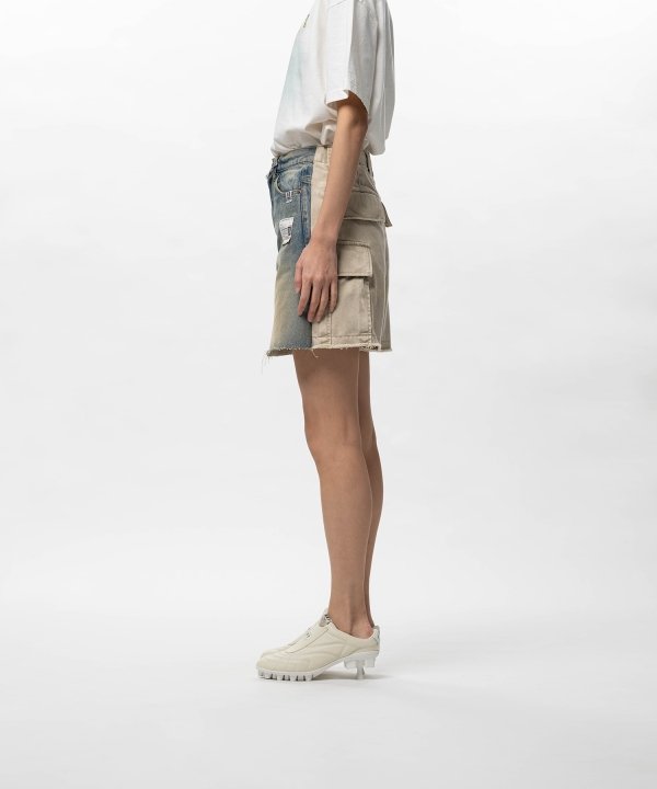 Front Back Combined Denim Shorts