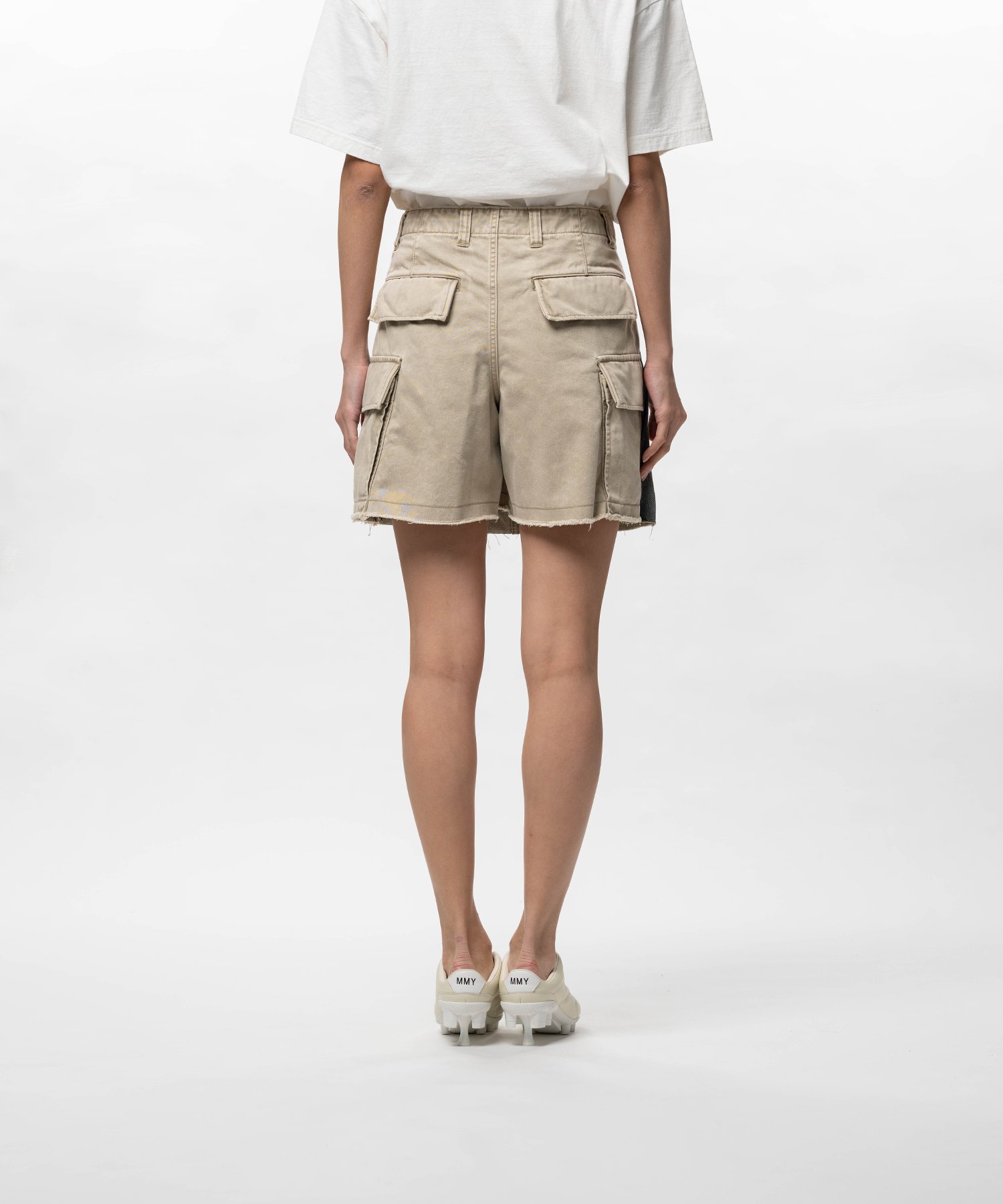 Front Back Combined Denim Shorts