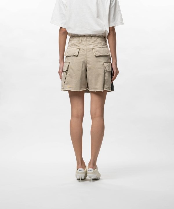 Front Back Combined Denim Shorts