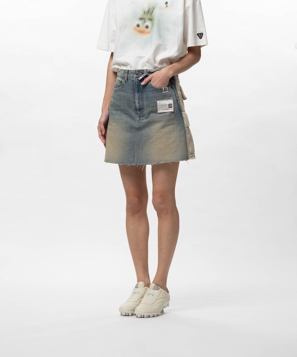 Front Back Combined Denim Shorts