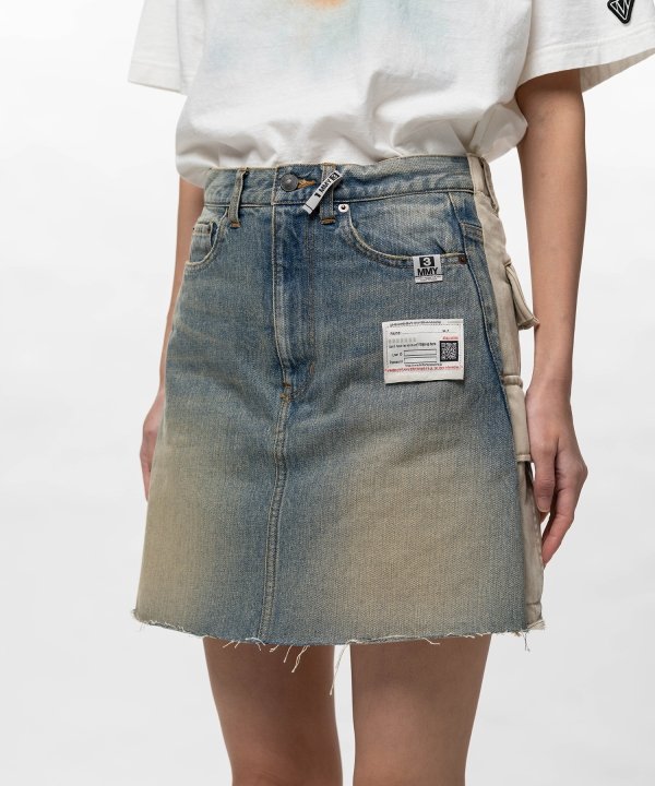 Front Back Combined Denim Shorts