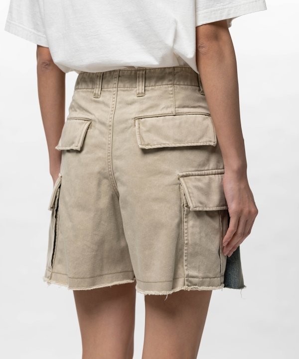 Front Back Combined Denim Shorts