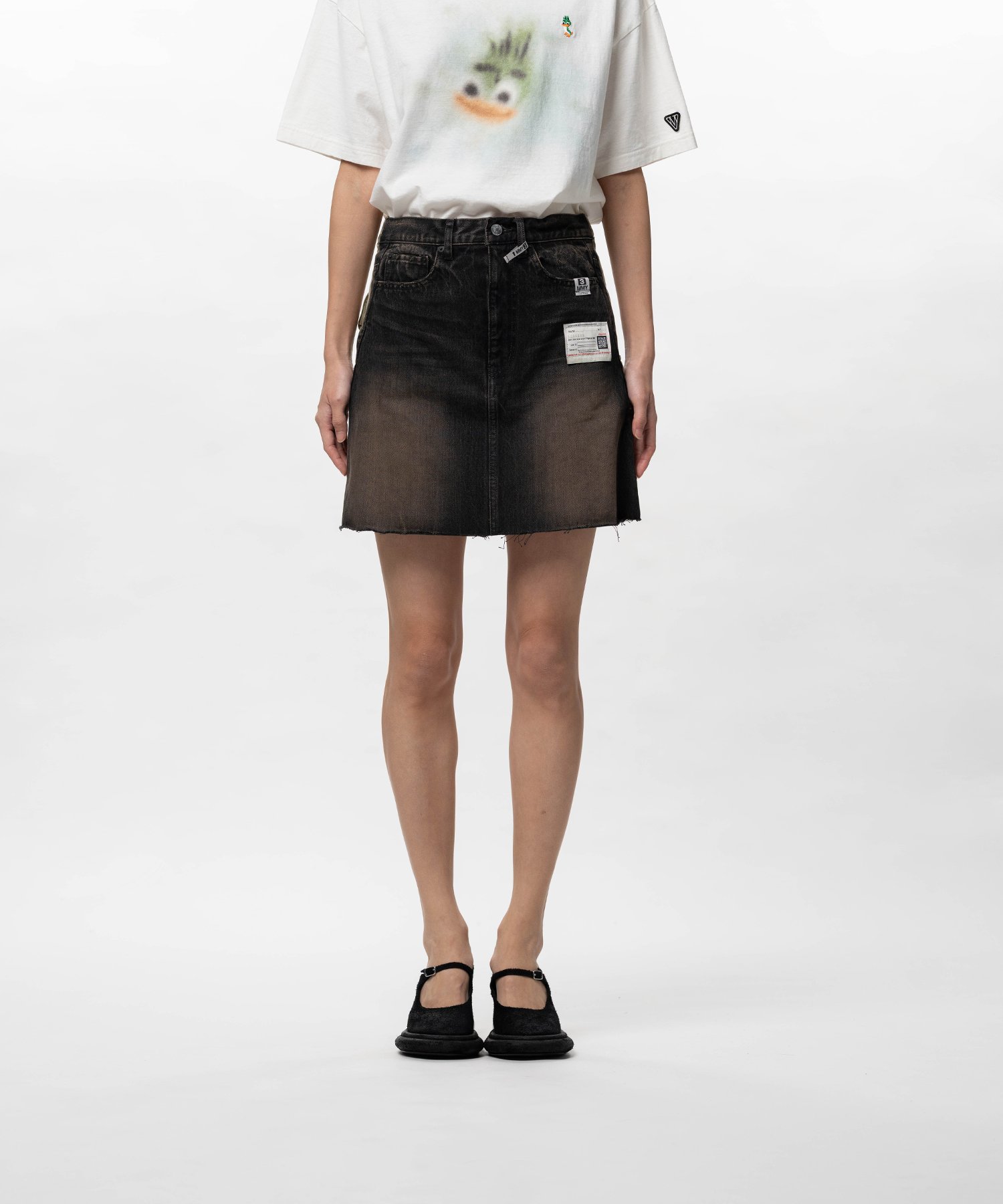 Front Back Combined Denim Shorts