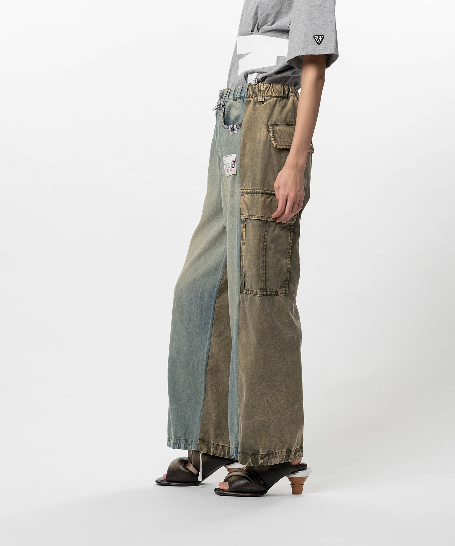 Front Back Combined Denim Pants