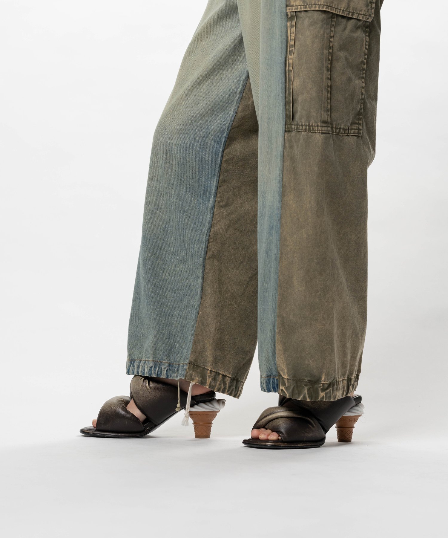 Front Back Combined Denim Pants