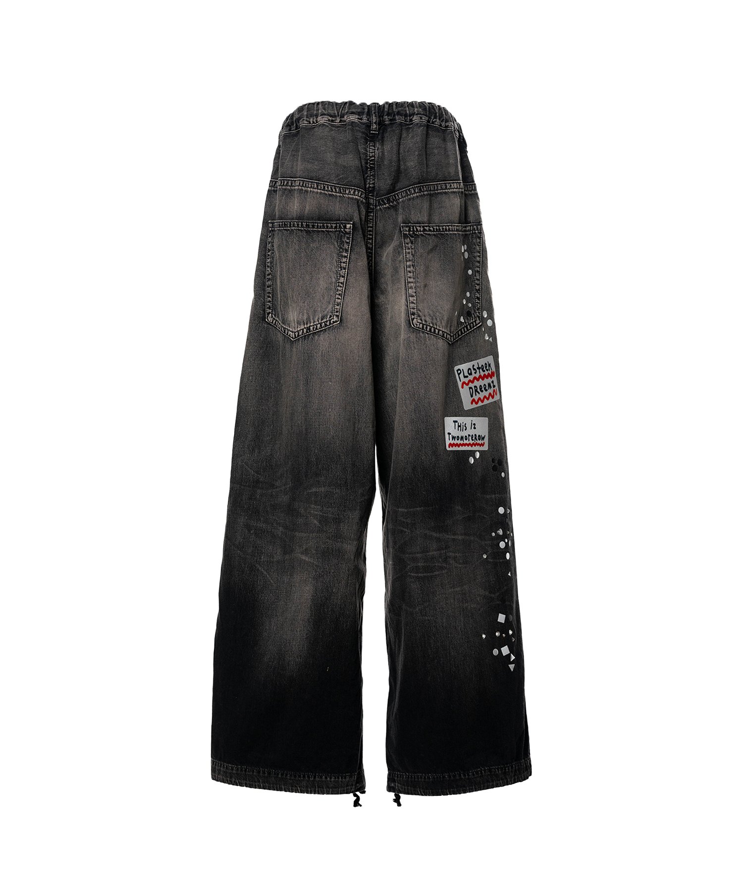 Embellished Sticker Denim Pants