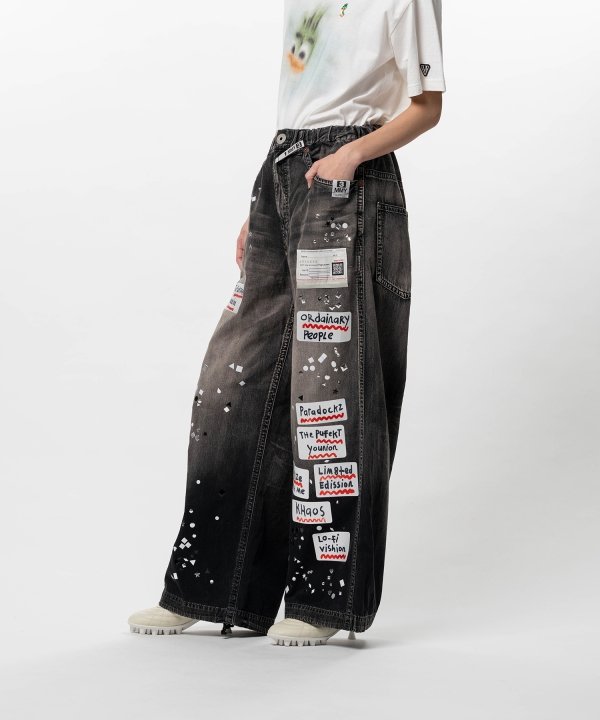 Embellished Sticker Denim Pants