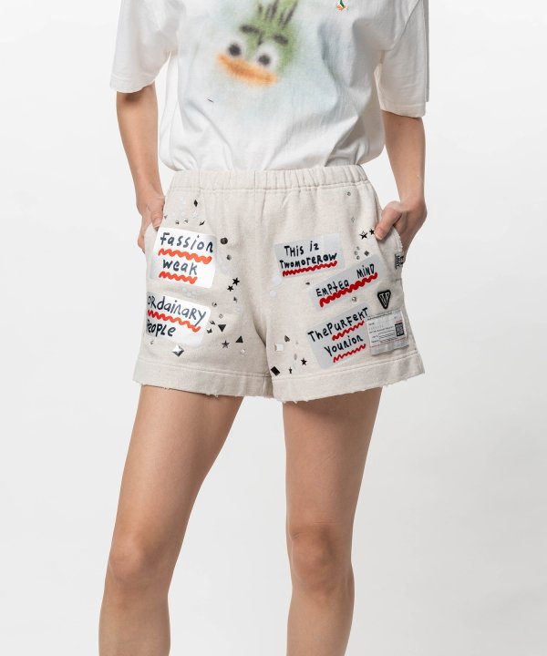 Embellished Sticker Sweat Shorts