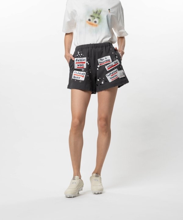 Embellished Sticker Sweat Shorts