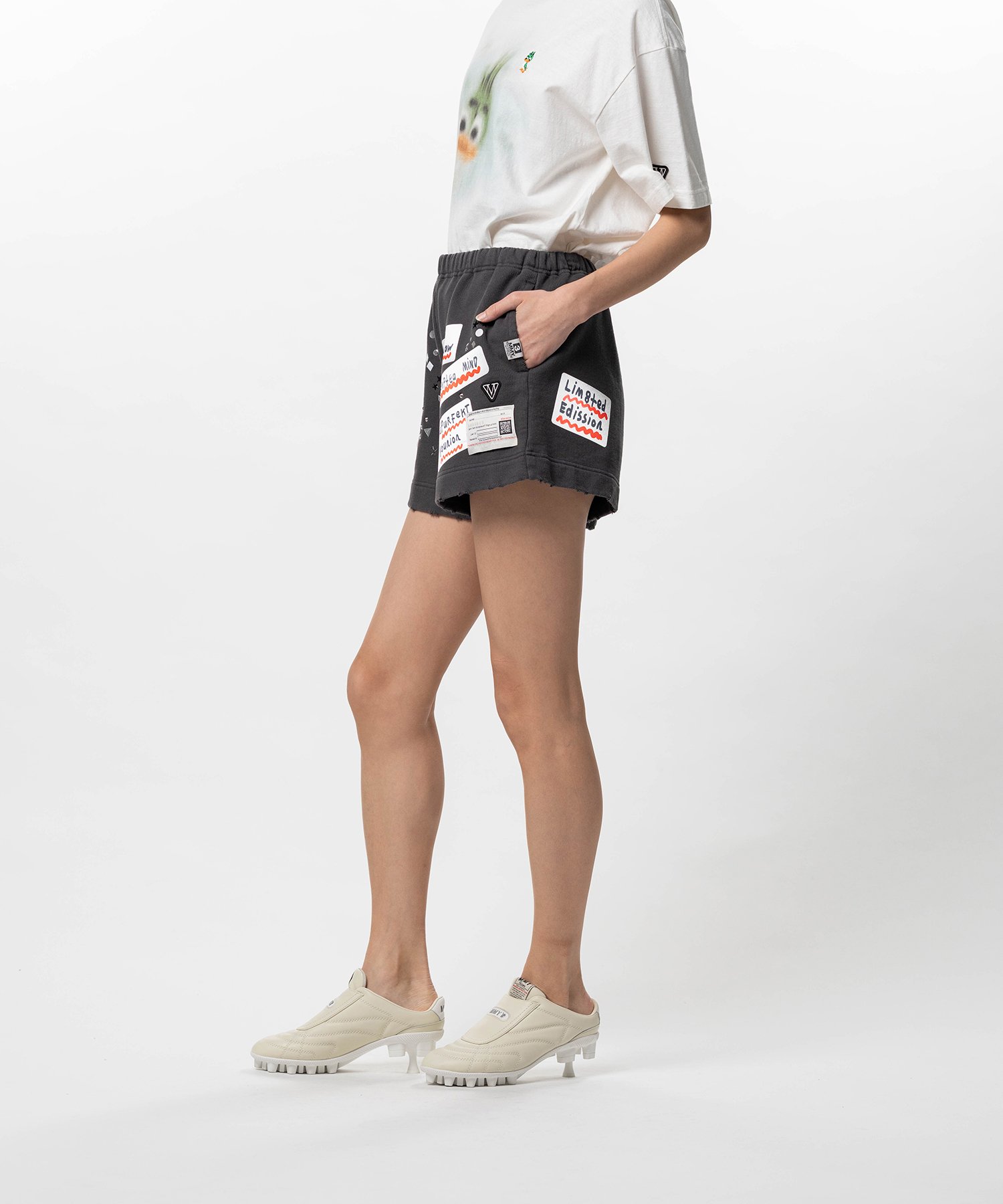 Embellished Sticker Sweat Shorts