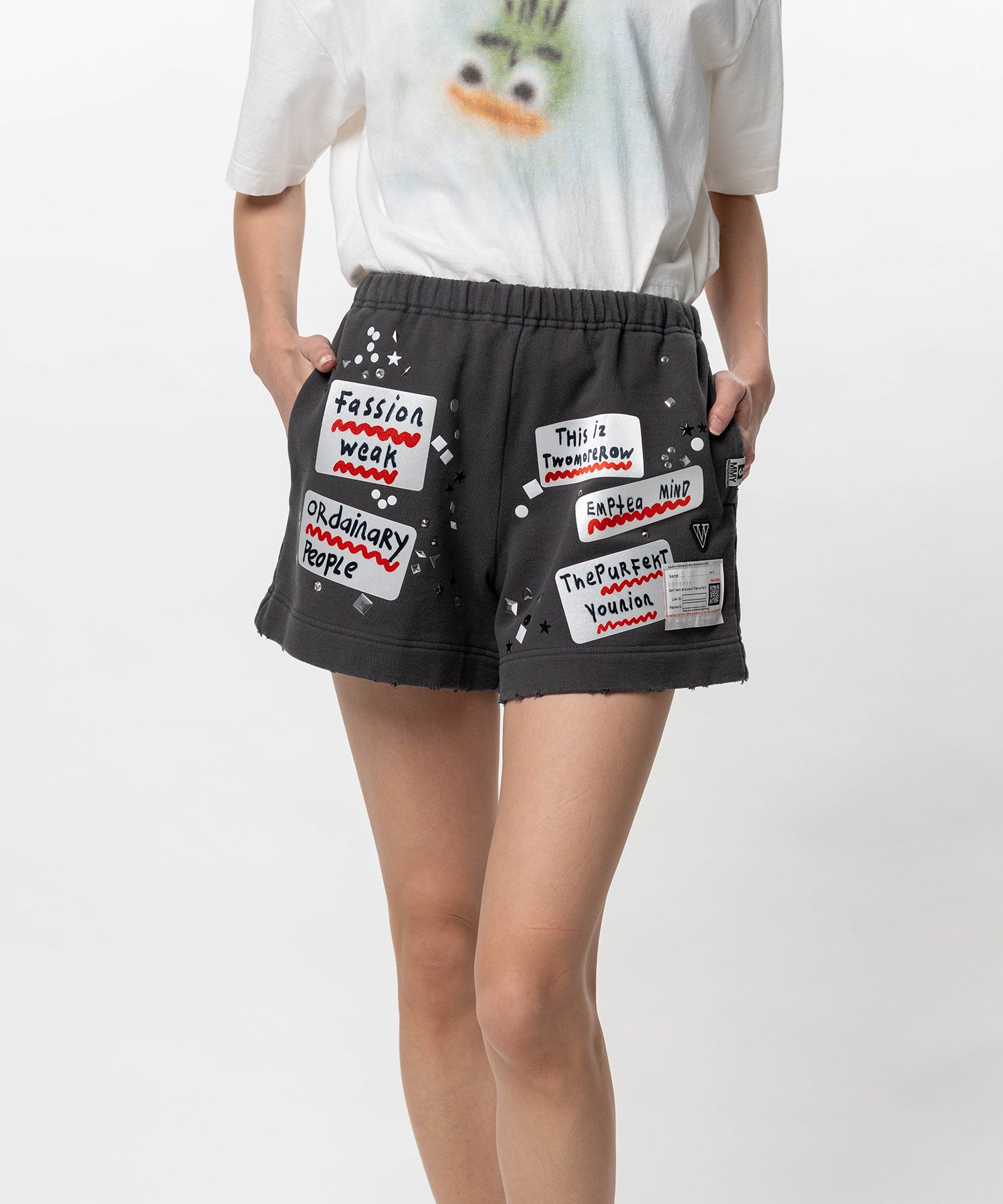 Embellished Sticker Sweat Shorts