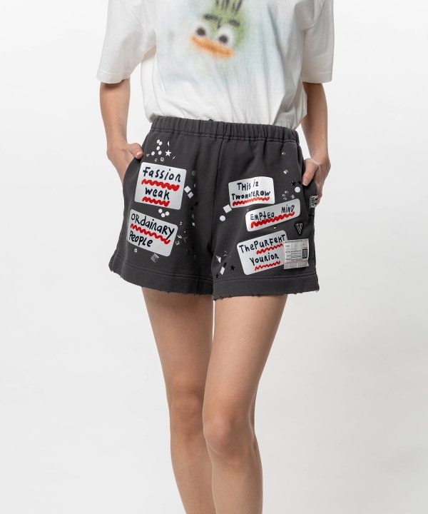 Embellished Sticker Sweat Shorts