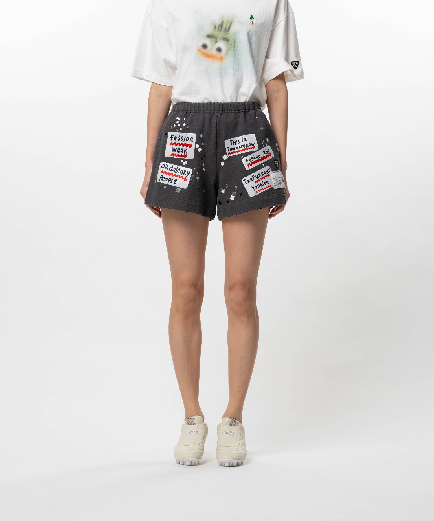 Embellished Sticker Sweat Shorts