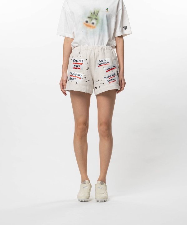 Embellished Sticker Sweat Shorts