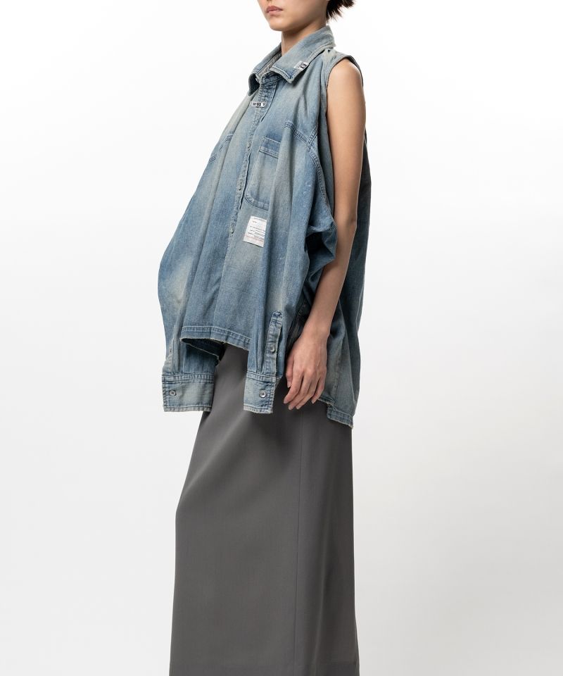 Vest Combined Denim Shirt