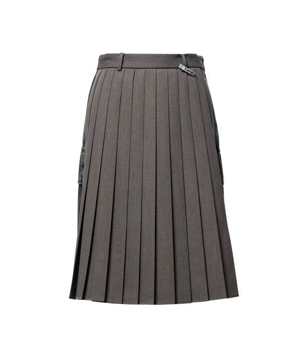 Front Back Combined Pleats Skirt