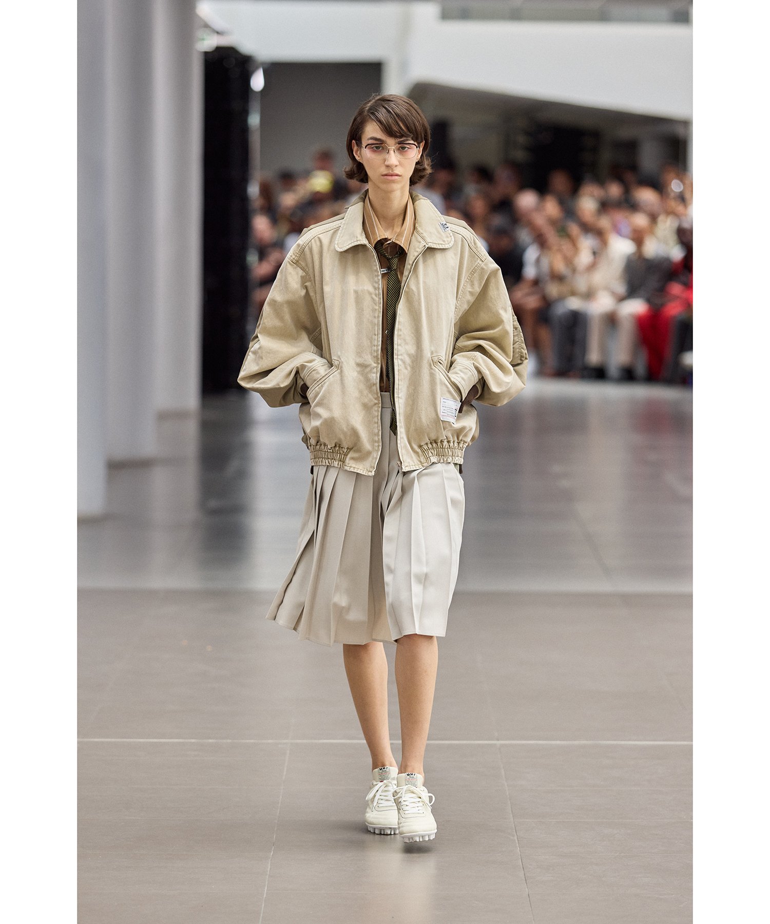 Front Back Combined Pleats Skirt