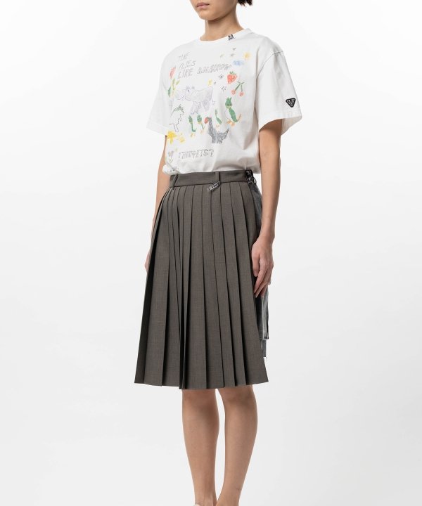 Front Back Combined Pleats Skirt