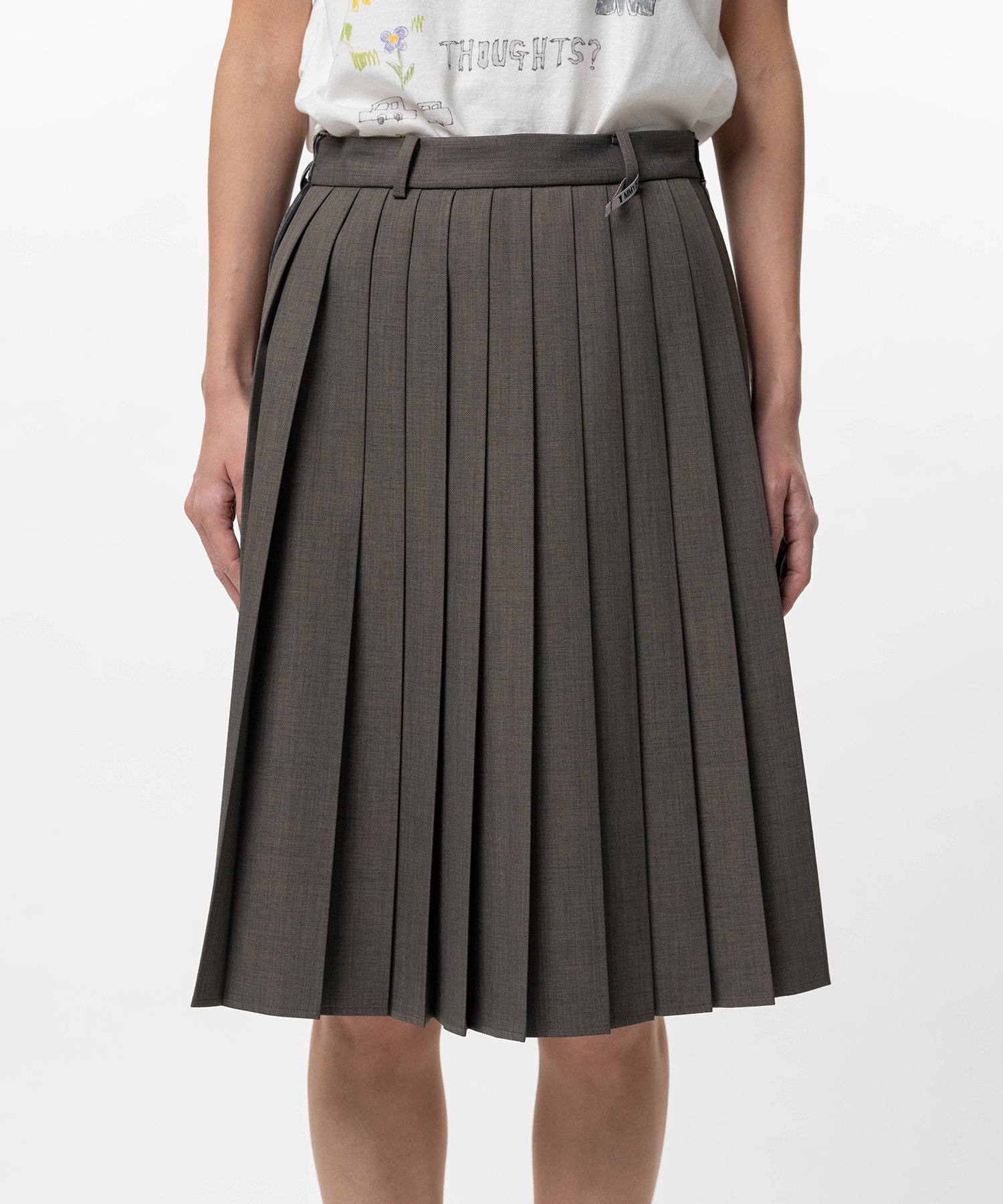Front Back Combined Pleats Skirt