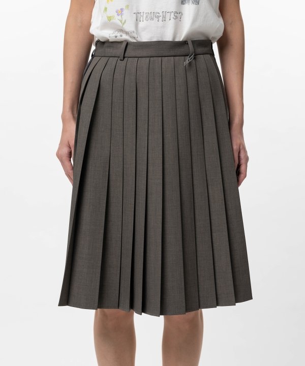 Front Back Combined Pleats Skirt