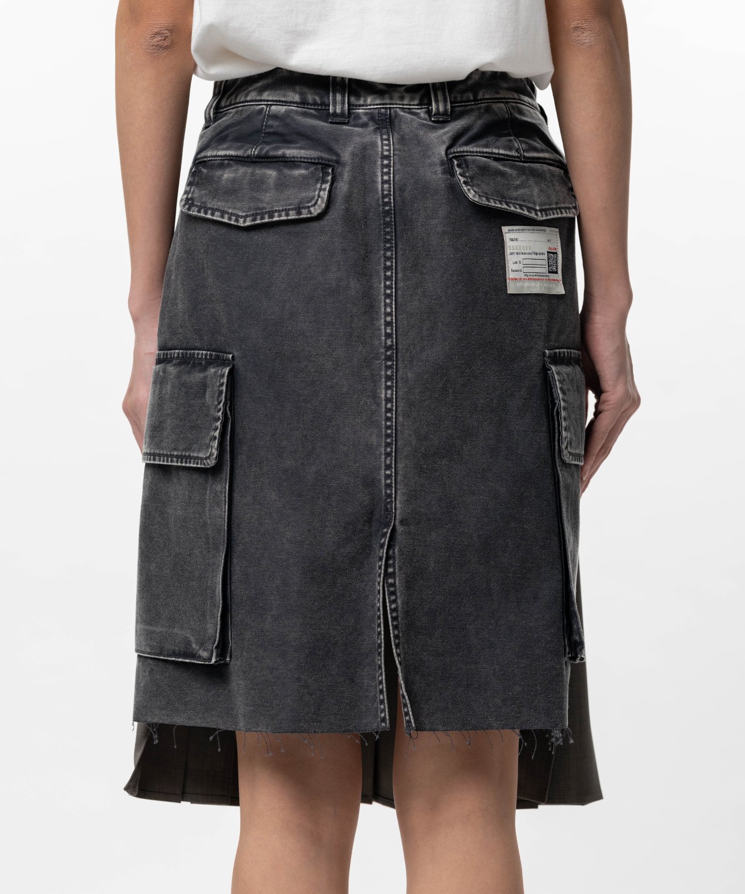 Front Back Combined Pleats Skirt