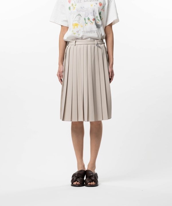 Front Back Combined Pleats Skirt