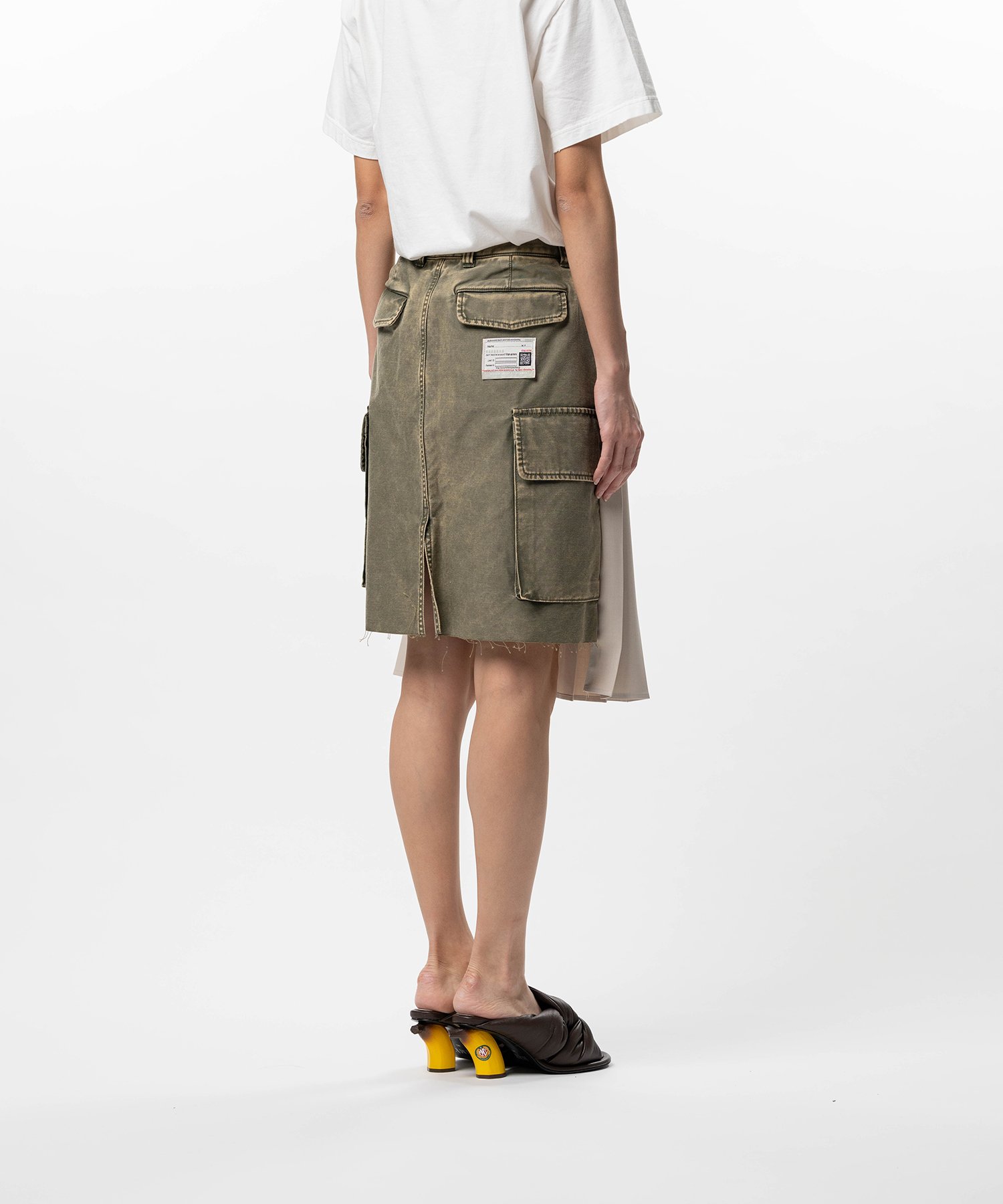 Front Back Combined Pleats Skirt