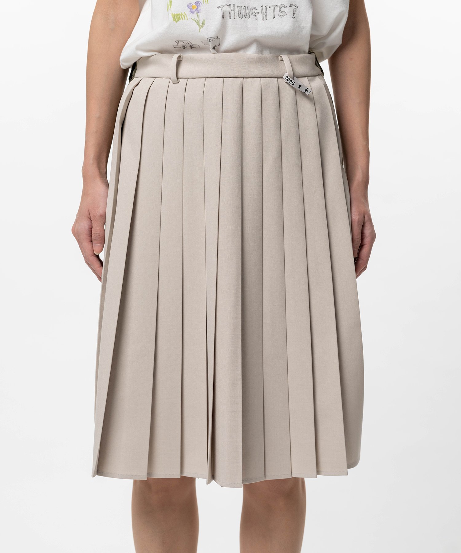 Front Back Combined Pleats Skirt