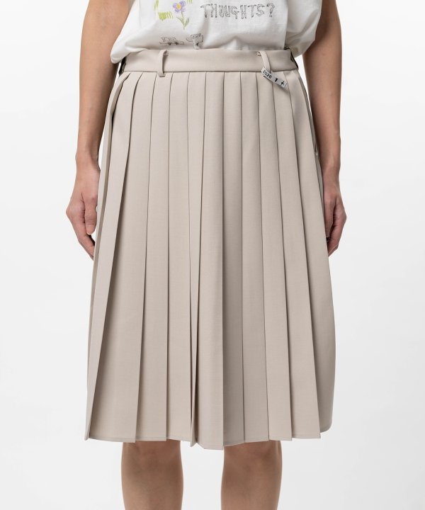 Front Back Combined Pleats Skirt
