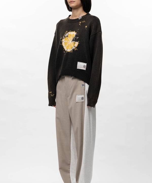 Orange Jacquard Knit Sweater