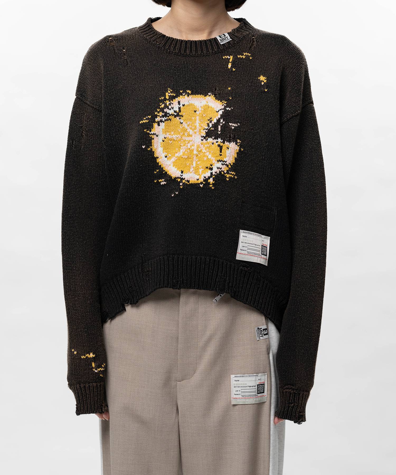 Orange Jacquard Knit Sweater