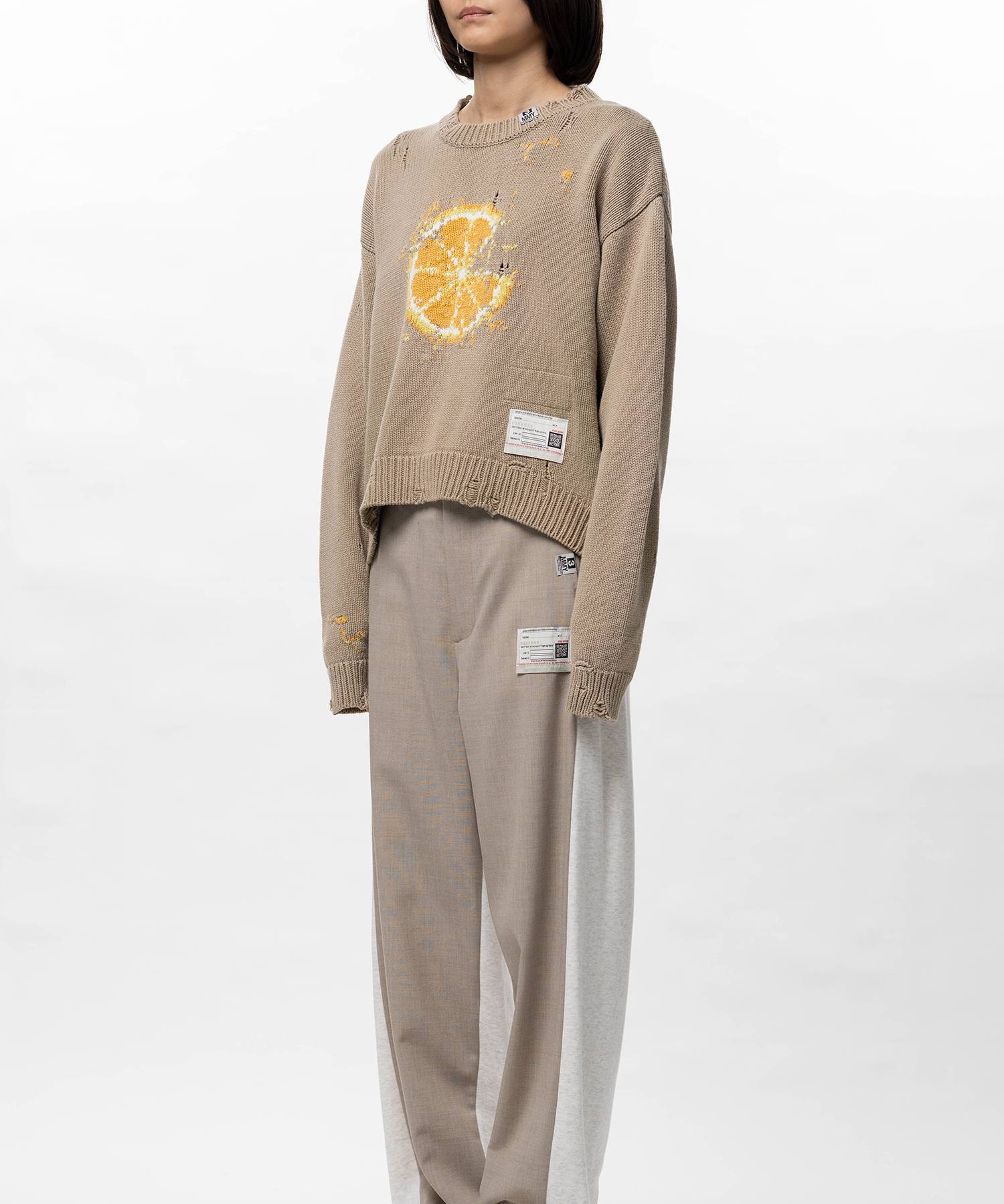 Orange Jacquard Knit Sweater