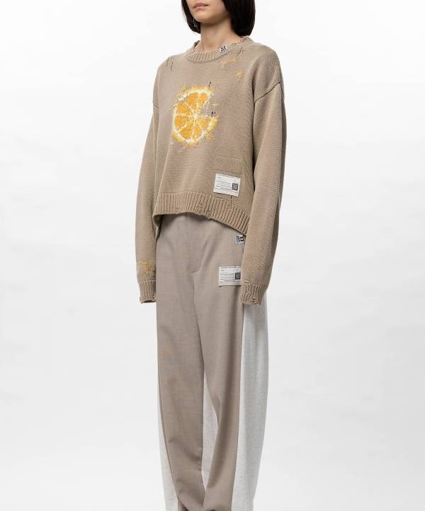 Orange Jacquard Knit Sweater