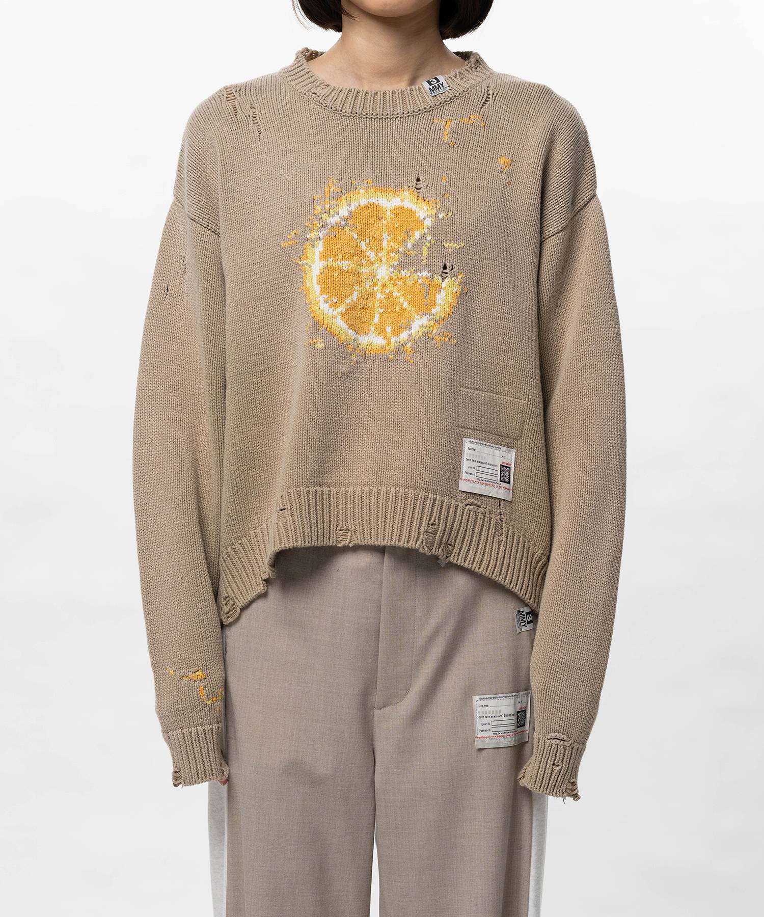 Orange Jacquard Knit Sweater