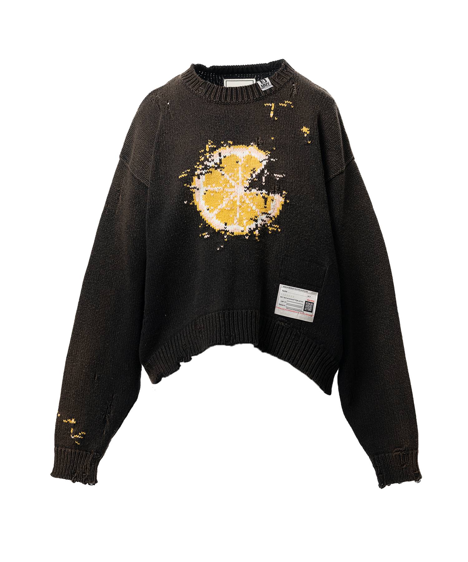 Orange Jacquard Knit Sweater