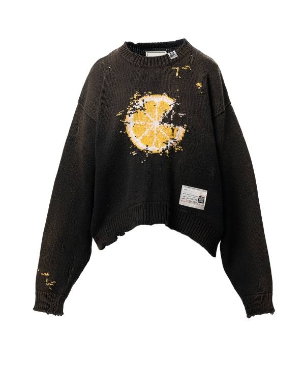 Orange Jacquard Knit Sweater