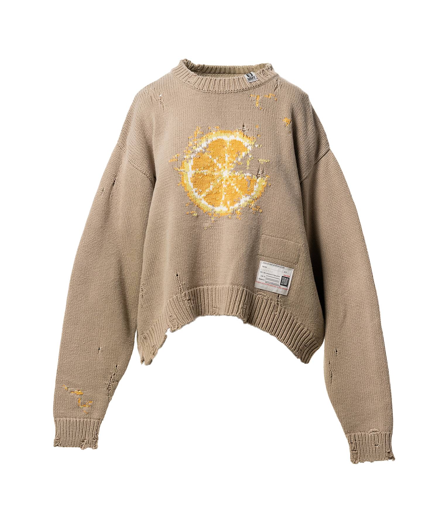 Orange Jacquard Knit Sweater