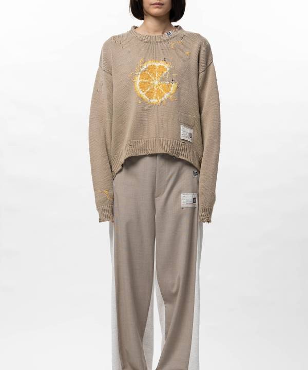 Orange Jacquard Knit Sweater